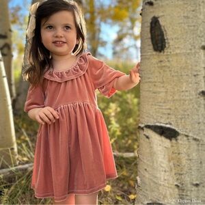 Bonnie Jean | Velvet Dress in Soft Pink